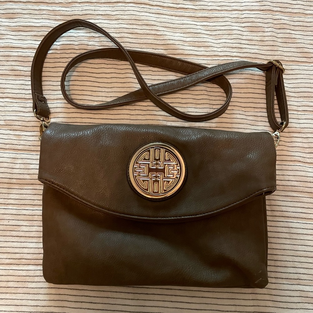 Crossbody Purse Brown Faux Leather